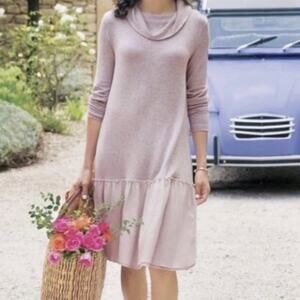 Soft Surroundings Cowl Neck Drop Waist Tiered Knit Tunic Dress Size XL